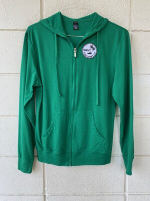 369 SURF Palms Hooded Zip Up Pullover Size Small Green