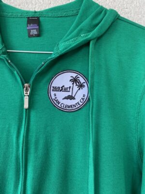 369 SURF Palms Hooded Zip Up Pullover Size Small Green