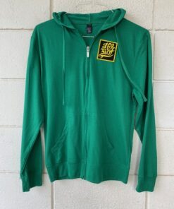 369 SURF Single Fin Hooded Zip Up Pullover Size X Small Green