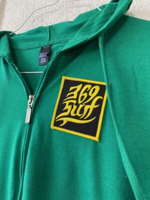 369 SURF Single Fin Hooded Zip Up Pullover Size Small Green
