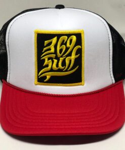 369 Surf Single Fin Patch Trucker Hat Black/White/Red/Gold